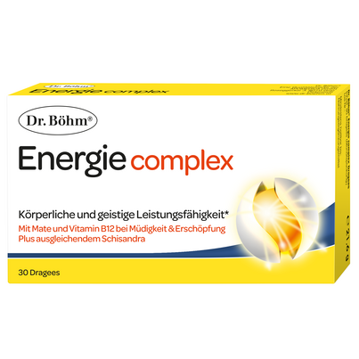 Sie sehen eine Packung Dr. Böhm Energie complex Dragees, Produktbild: 01 Dr. Böhm Energie complex Dragees, A-Nr.: 3440165 - 01