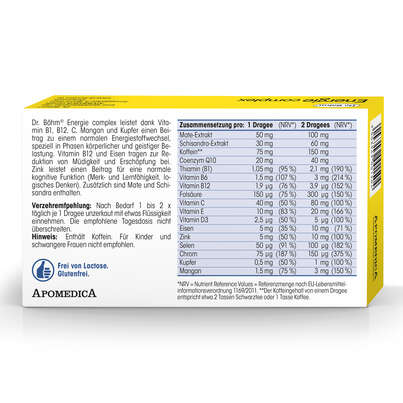 Sie sehen eine Packung Dr. Böhm Energie complex Dragees, Produktbild: 06 Dr. Böhm Energie complex Dragees, A-Nr.: 3440165 - 06