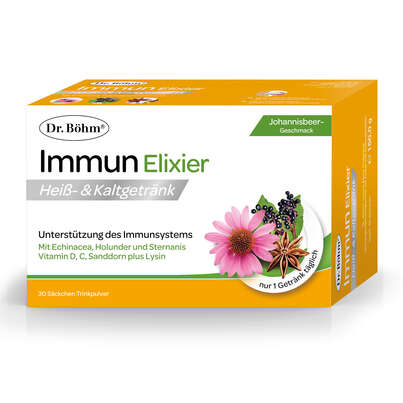 Sie sehen eine Packung Dr. Böhm Immun Elixier Trinkpulver, Produktbild: 01 Dr. Böhm Immun Elixier Trinkpulver, A-Nr.: 5377011 - 01