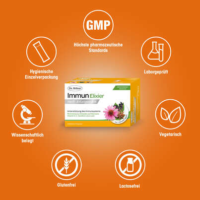 Sie sehen eine Packung Dr. Böhm Immun Elixier Trinkpulver, Produktbild: 04 Dr. Böhm Immun Elixier Trinkpulver, A-Nr.: 5377011 - 04