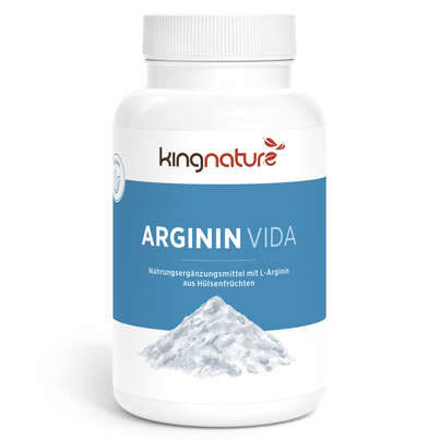 Sie sehen eine Packung KINGNATURE Arginin Vida Kaps 2250 mg Ds 120 Stk, Produktbild: 01 KINGNATURE Arginin Vida Kaps 2250 mg Ds 120 Stk, A-Nr.: 5667619 - 01