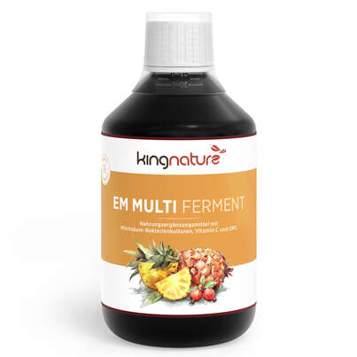 Sie sehen eine Packung KINGNATURE EM Multi Ferment liq Fl 500 ml, Produktbild: 01 KINGNATURE EM Multi Ferment liq Fl 500 ml, A-Nr.: 5829803 - 01