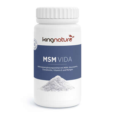 Sie sehen eine Packung KINGNATURE MSM Vida Kaps 860 mg Ds 60 Stk, Produktbild: 01 KINGNATURE MSM Vida Kaps 860 mg Ds 60 Stk, A-Nr.: 4765834 - 01
