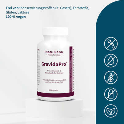 Sie sehen eine Packung NatuGena GravidaPro Kapseln, Produktbild: 03 NatuGena GravidaPro Kapseln, A-Nr.: 5719581 - 03