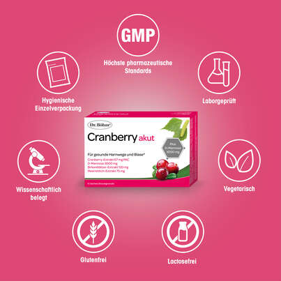 Sie sehen eine Packung Dr. Böhm Cranberry akut, Produktbild: 04 Dr. Böhm Cranberry akut, A-Nr.: 4830187 - 04