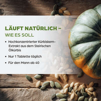 Sie sehen eine Packung Dr. Böhm Kürbis nur 1 Tablette täglich, Produktbild: 03 Dr. Böhm Kürbis nur 1 Tablette täglich, A-Nr.: 1609022 - 03