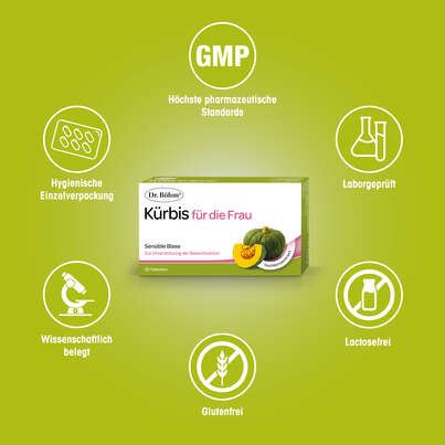 Sie sehen eine Packung Dr. Böhm Kürbis für die Frau, Produktbild: 04 Dr. Böhm Kürbis für die Frau, A-Nr.: 4846076 - 04