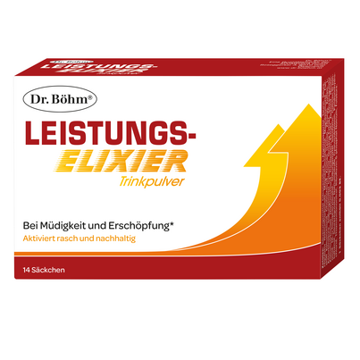 Sie sehen eine Packung Dr. Böhm Leistungselixier Brausegranulat, Produktbild: 01 Dr. Böhm Leistungselixier Brausegranulat, A-Nr.: 2590425 - 01