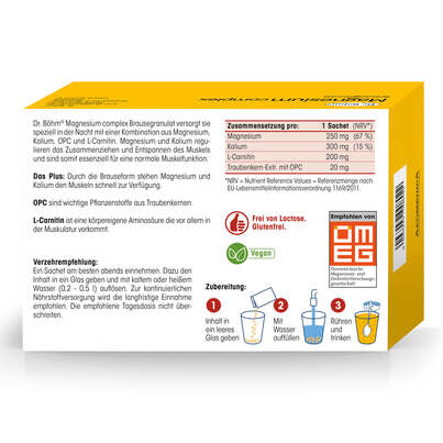 Sie sehen eine Packung Dr. Böhm Magnesium complex Brausegranulat, Produktbild: 06 Dr. Böhm Magnesium complex Brausegranulat, A-Nr.: 4846099 - 06
