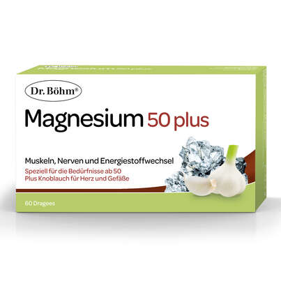 Sie sehen eine Packung Dr. Böhm Magnesium 50 plus Dragees, Produktbild: 01 Dr. Böhm Magnesium 50 plus Dragees, A-Nr.: 4607213 - 01