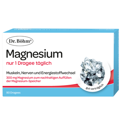 Sie sehen eine Packung Dr. Böhm Magnesium nur 1 Dragee täglich, Produktbild: 01 Dr. Böhm Magnesium nur 1 Dragee täglich, A-Nr.: 2576075 - 01