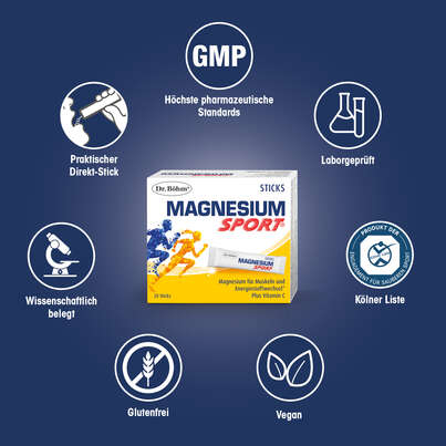 Sie sehen eine Packung Dr. Böhm Magnesium Sport Sticks, Produktbild: 04 Dr. Böhm Magnesium Sport Sticks, A-Nr.: 3979504 - 04