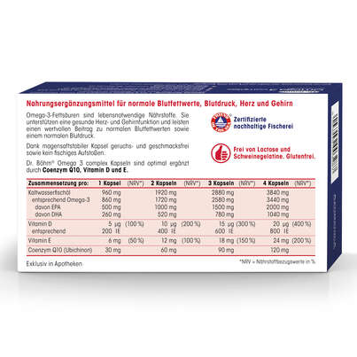 Sie sehen eine Packung Dr. Böhm Omega 3 complex, Produktbild: 06 Dr. Böhm Omega 3 complex, A-Nr.: 4733573 - 06