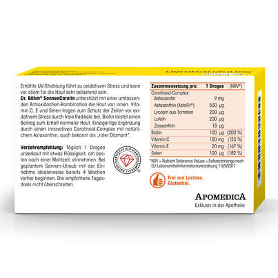 Sie sehen eine Packung Dr. Böhm SonnenCarotin, Produktbild: 06 Dr. Böhm SonnenCarotin, A-Nr.: 2866235 - 06