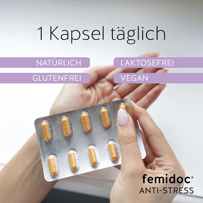 Sie sehen eine Packung femidoc® ANTI-STRESS, Produktbild: 05 femidoc® ANTI-STRESS, A-Nr.: 5082416 - 05