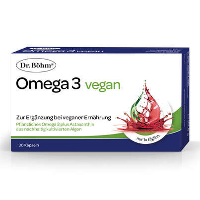 Sie sehen eine Packung Dr. Böhm® Omega 3 vegan, Produktbild: 01 Dr. Böhm® Omega 3 vegan, A-Nr.: 5711013 - 01