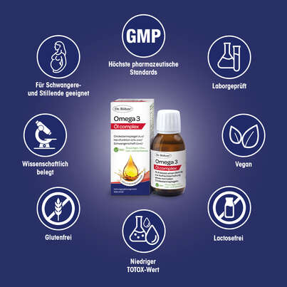 Sie sehen eine Packung Dr. Böhm® Omega 3 Öl complex, Produktbild: 04 Dr. Böhm® Omega 3 Öl complex, A-Nr.: 5971777 - 04