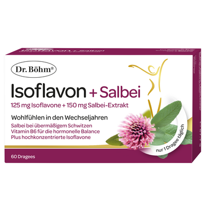 Sie sehen eine Packung Dr. Böhm® Isoflavon + Salbei, Produktbild: 01 Dr. Böhm® Isoflavon + Salbei, A-Nr.: 5741936 - 01