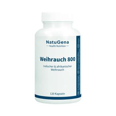 Sie sehen eine Packung NatuGena Weihrauch 800 Kapseln, Produktbild: 01 NatuGena Weihrauch 800 Kapseln, A-Nr.: 5815149 - 01