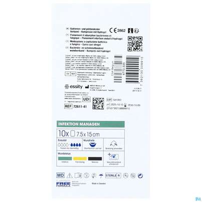 Sie sehen eine Packung Cutimed/sorbact Gel Kompressen.bakterienbindend +hydrogel 7,5x 15cm Nr 7261111 10st, Produktbild: 04 Cutimed/sorbact Gel Kompressen.bakterienbindend +hydrogel 7,5x 15cm Nr 7261111 10st, A-Nr.: 3691499 - 04
