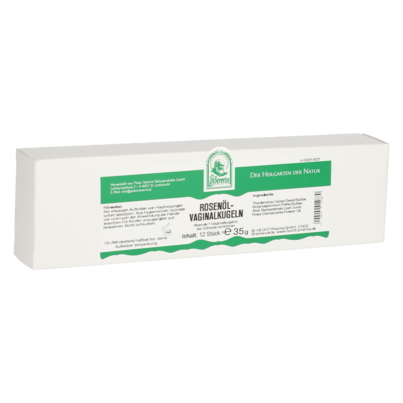Sie sehen eine Packung ROSENÖL VAGINALKUGELN 12 ST, Produktbild: 01 ROSENÖL VAGINALKUGELN 12 ST, A-Nr.: 5444368 - 01