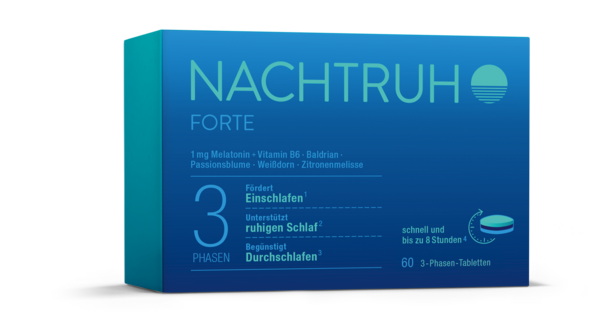 Sie sehen eine Packung Nachtruh forte 3-Phasen-Tabletten, Produktbild: 01 Nachtruh forte 3-Phasen-Tabletten, A-Nr.: 5645782 - 01
