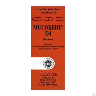 Sie sehen eine Packung Mucokehl Kapseln D4 20st, Produktbild: 01 Mucokehl Kapseln D4 20st, A-Nr.: 1769642 - 01