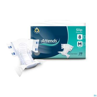 Sie sehen eine Packung Inkontinenz Attends Slip Regular M 8 112st, Produktbild: 02 Inkontinenz Attends Slip Regular M 8 112st, A-Nr.: 3429761 - 02