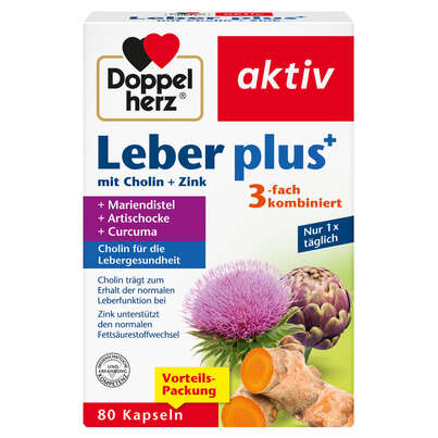Sie sehen eine Packung Doppelherz Leber plus mit Cholin + Zink, Produktbild: 01 Doppelherz Leber plus mit Cholin + Zink, A-Nr.: 5817993 - 01