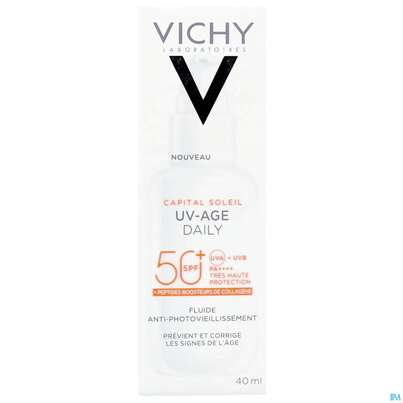 Sie sehen eine Packung Sonnenprodukte Vichy/capital Soleil Gesichtscreme Uv-age Lsf50+ 40ml, Produktbild: 02 Sonnenprodukte Vichy/capital Soleil Gesichtscreme Uv-age Lsf50+ 40ml, A-Nr.: 5360950 - 02
