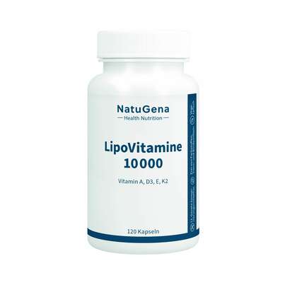 Sie sehen eine Packung NatuGena LipoVitamine 10000 Kapseln, Produktbild: 01 NatuGena LipoVitamine 10000 Kapseln, A-Nr.: 6036418 - 01