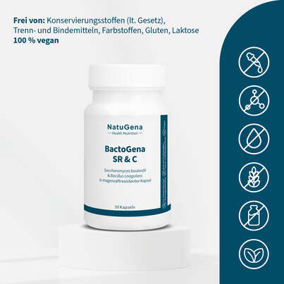 Sie sehen eine Packung NatuGena BactoGena SR & C Kapseln, Produktbild: 03 NatuGena BactoGena SR & C Kapseln, A-Nr.: 6040331 - 03