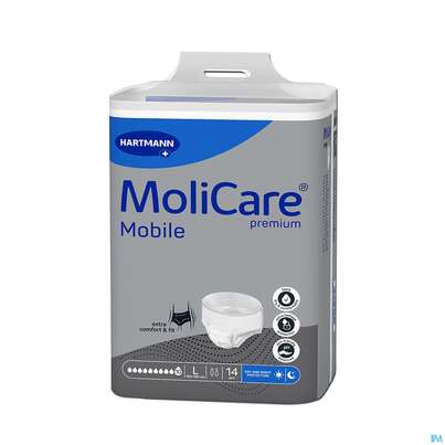 Inkontinenz Molicare Premium/mobile/10tropfen Schwart L 100-150cm 14st, A-Nr.: 4843764 - 02