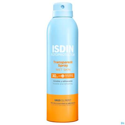 Sie sehen eine Packung Sonnenprodukte Isdin/fotoprotection Wet Skin Spray Lsf 30 250ml, Produktbild: 02 Sonnenprodukte Isdin/fotoprotection Wet Skin Spray Lsf 30 250ml, A-Nr.: 5670509 - 02