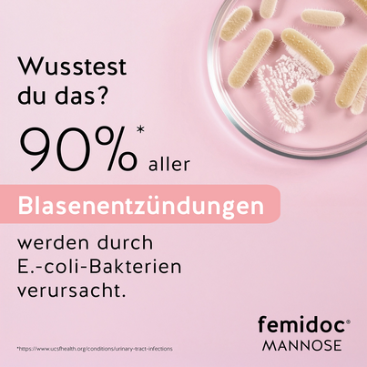 Sie sehen eine Packung femidoc® MANNOSE Direkt+, Produktbild: 02 femidoc® MANNOSE Direkt+, A-Nr.: 6042028 - 02