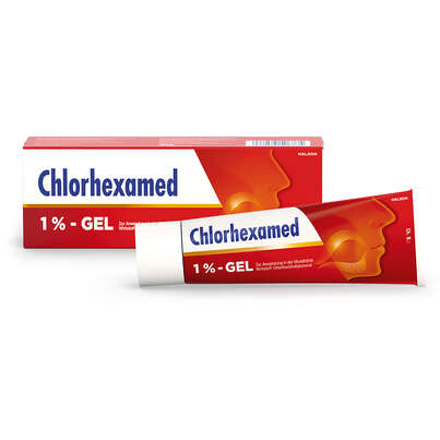 Sie sehen eine Packung Chlorhexamed 1% Gel 50g, Produktbild: 01 Chlorhexamed 1% Gel 50g, A-Nr.: 3506734 - 01