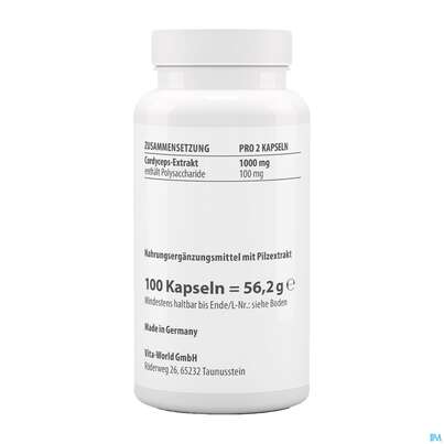 Cordyceps Sinensis-extrakt Kapseln Vegetarisch 500mg Vita World 100st, A-Nr.: 4836439 - 04