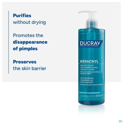 Sie sehen eine Packung Ducray Keracnyl Schäumendes Waschgel 400ml, Produktbild: 08 Ducray Keracnyl Schäumendes Waschgel 400ml, A-Nr.: 5564405 - 08