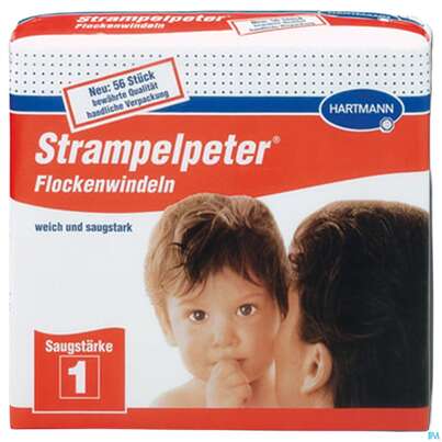 Sie sehen eine Packung Inkontinenz Strampelpeter Flockenwindeln Staerke 1 56st, Produktbild: 04 Inkontinenz Strampelpeter Flockenwindeln Staerke 1 56st, A-Nr.: 2307530 - 04