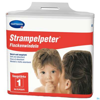 Sie sehen eine Packung Inkontinenz Strampelpeter Flockenwindeln Staerke 1 56st, Produktbild: 05 Inkontinenz Strampelpeter Flockenwindeln Staerke 1 56st, A-Nr.: 2307530 - 05