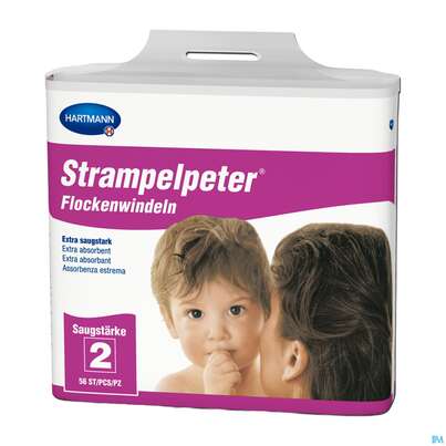 Sie sehen eine Packung Inkontinenz Strampelpeter Flockenwindeln Staerke 1 56st, Produktbild: 09 Inkontinenz Strampelpeter Flockenwindeln Staerke 1 56st, A-Nr.: 2307530 - 09