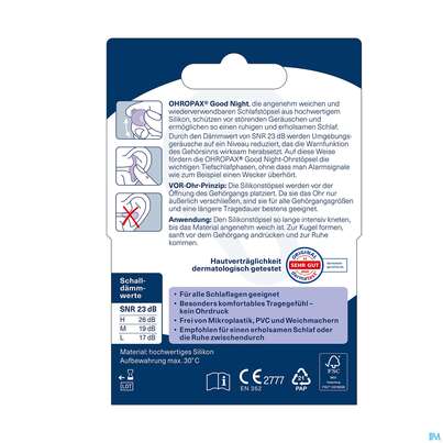 Ohrenschutz Ohropax Schlafstoepsel Silicon Gute Nacht Lavendel 8st, A-Nr.: 5756820 - 03
