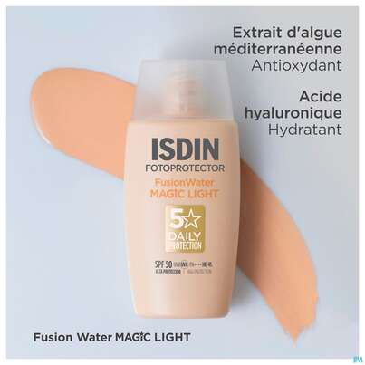 Sie sehen eine Packung Sonnenprodukte Isdin/fotoprotection Fusion Water Color Light Lsf 50 50ml, Produktbild: 14 Sonnenprodukte Isdin/fotoprotection Fusion Water Color Light Lsf 50 50ml, A-Nr.: 5570274 - 14