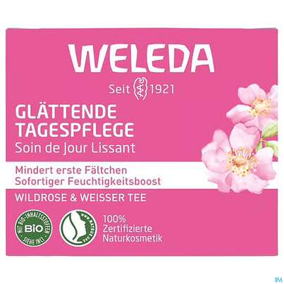 Sie sehen eine Packung Weleda Wildrose/+weisser Tee Glaettende Tagespflege 40ml, Produktbild: 01 Weleda Wildrose/+weisser Tee Glaettende Tagespflege 40ml, A-Nr.: 5838162 - 01