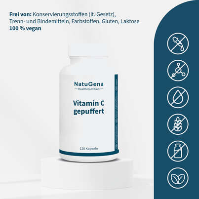 Sie sehen eine Packung NatuGena Vitamin C gepuffert, Produktbild: 03 NatuGena Vitamin C gepuffert, A-Nr.: 6110362 - 03
