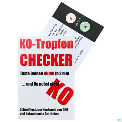 Sie sehen eine Packung Diagnostika U.zubehoer K.o Tropfen Schnelltest Fuer Ghb +ketamin 2st, Produktbild: 04 Diagnostika U.zubehoer K.o Tropfen Schnelltest Fuer Ghb +ketamin 2st, A-Nr.: 5584394 - 04