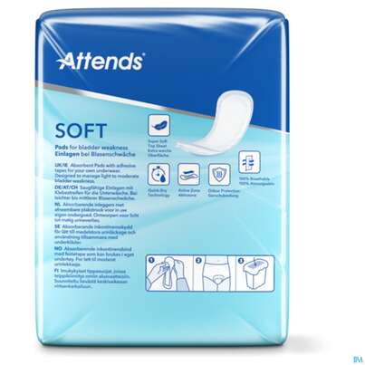 Sie sehen eine Packung Inkontinenz Attends Einlagen Soft 4 Super 30st, Produktbild: 03 Inkontinenz Attends Einlagen Soft 4 Super 30st, A-Nr.: 4577328 - 03