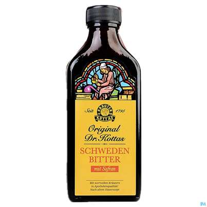 Sie sehen eine Packung Schwedenbitter Dr.Kottas Mit Safran 500ml, Produktbild: 02 Schwedenbitter Dr.Kottas Mit Safran 500ml, A-Nr.: 1243733 - 02