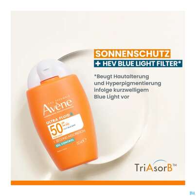 Sie sehen eine Packung Sonnenprodukte Avene Ultra/fluid Oil Control Spf50 50ml, Produktbild: 10 Sonnenprodukte Avene Ultra/fluid Oil Control Spf50 50ml, A-Nr.: 5899152 - 10