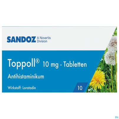 Sie sehen eine Packung Toppoll Tabl 10mg 10st, Produktbild: 01 Toppoll Tabl 10mg 10st, A-Nr.: 4207608 - 01